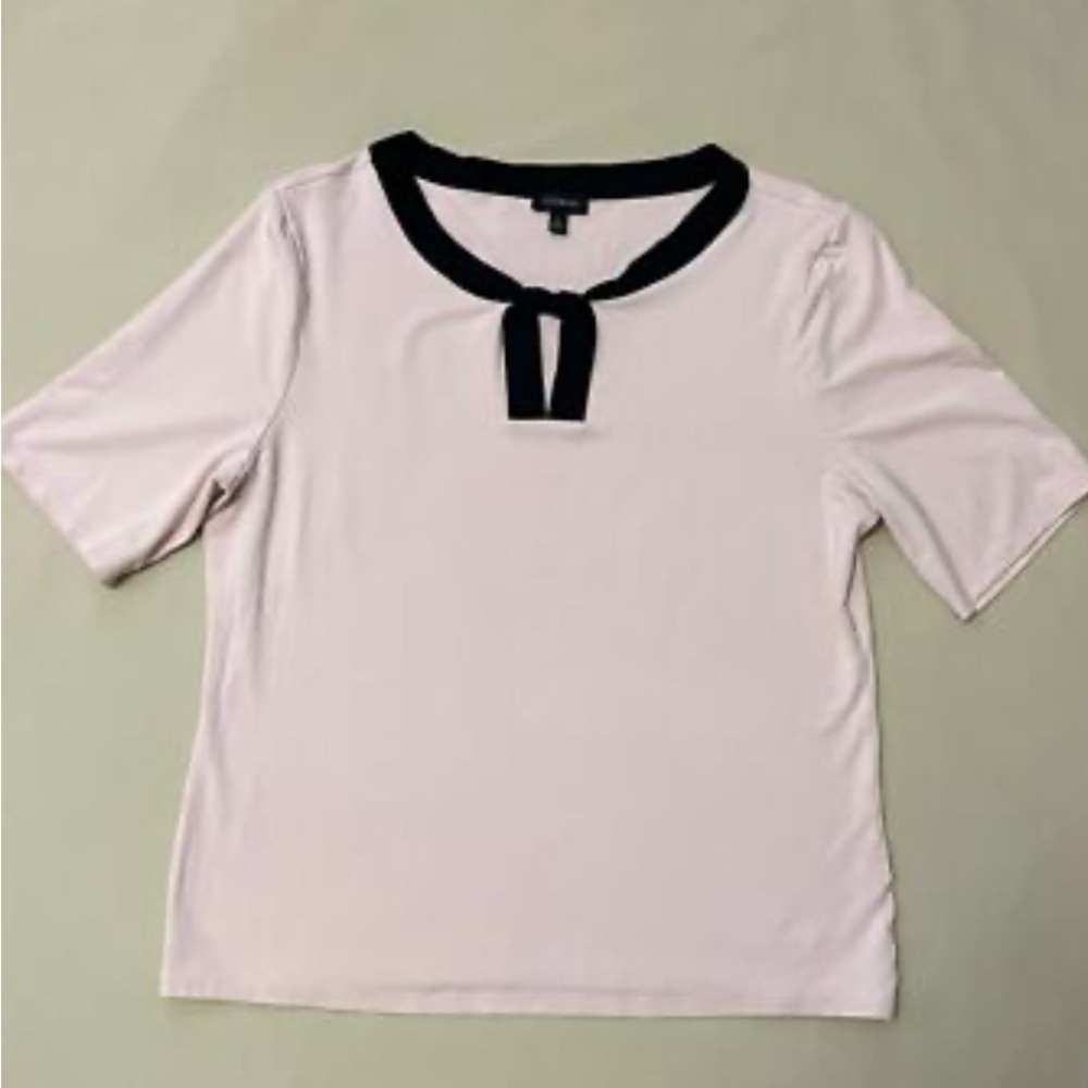 Talbots Pink And Black round neck Short Sleeve Blouse Size M